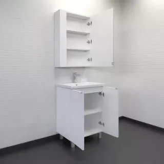 Тумба-умывальник Comforty Лима-60Н белый матовый с раковиной Como 60